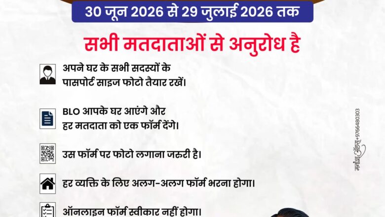 मतदाता सूची के विशेष गहन पुनरीक्षण (SIR) अभियान के तहत नागरिकों से सहयोग की अपील